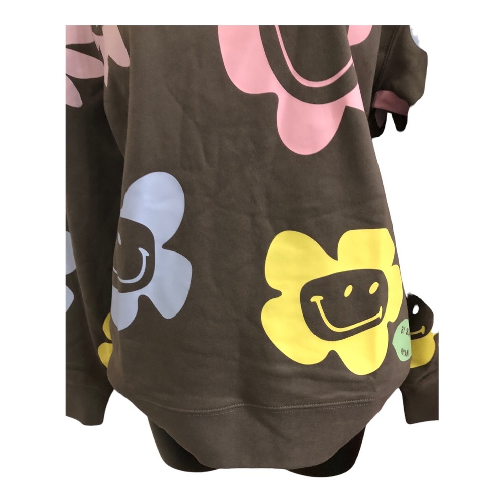 BSR by Samii Ryan dark gray sunflower smiley faces‎ pullover sweatshirt size XS - Picture 7 of 16